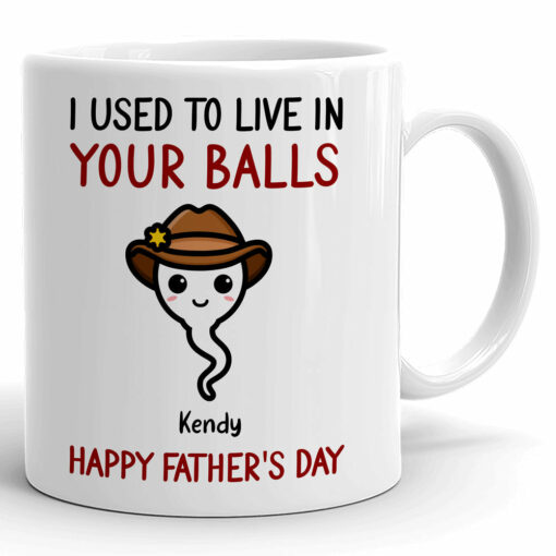 92431-Dad Father's Day Cute Sperm We Used To Live Personalized Funny Mug H1